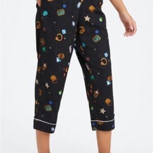 Fabletics Black Pajama Pants with Colorful Patterns